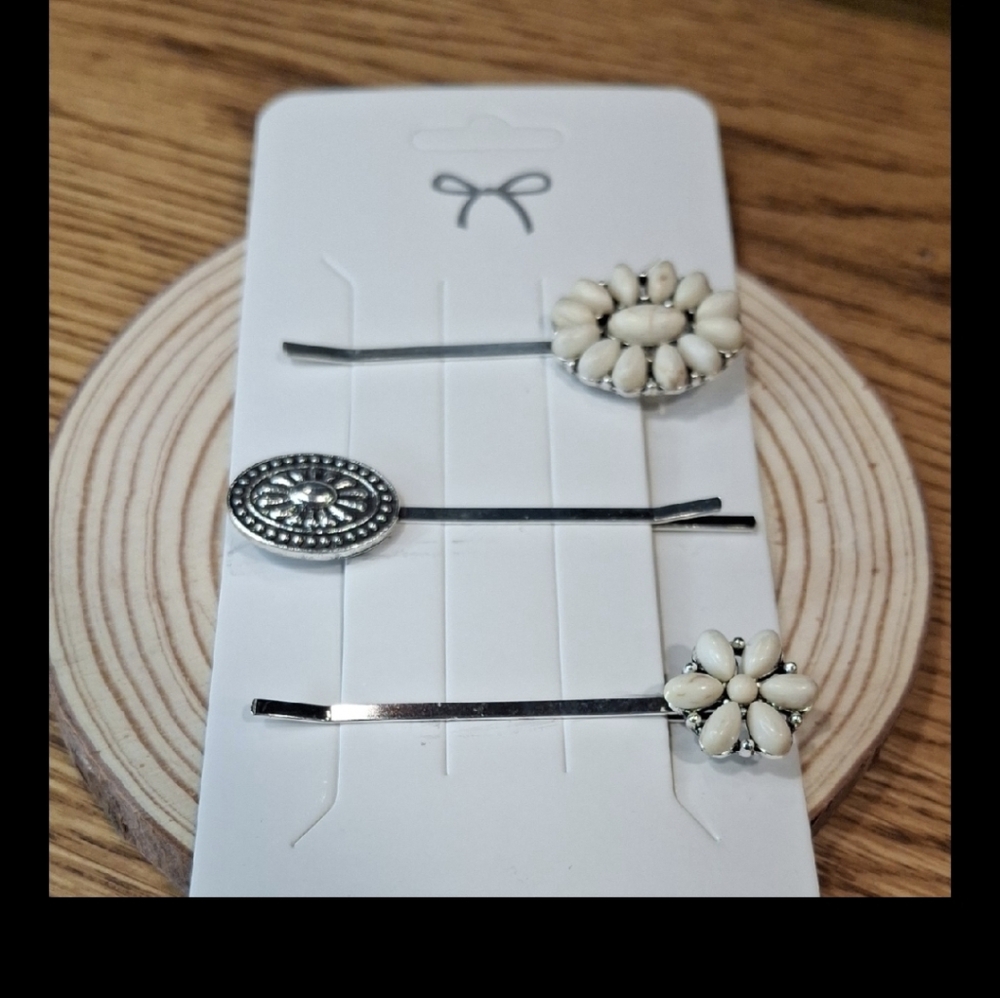 Cream & Silver Hair Pin Set - Picture 5 of 5